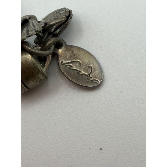 Landra Mixed Media Asymmetrical Statement Necklace Marbled Pendant Magnetic 26in - Picture 4 of 6